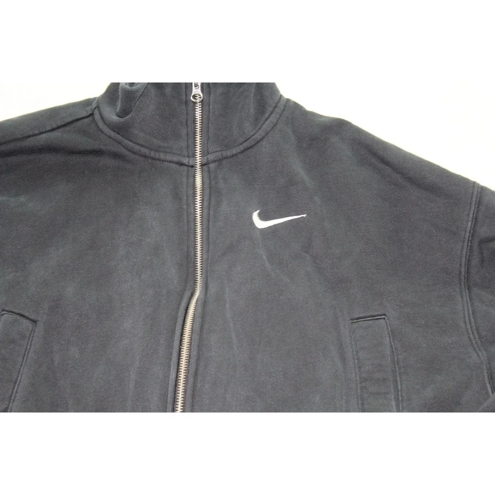 Nike Track Jacket Mens Medium Black Excellent Full Zip Mock Neck Logo Pockets